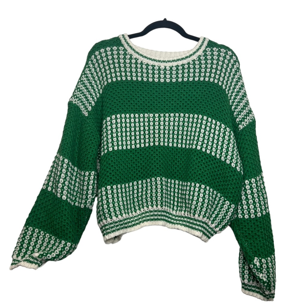 green and white striped sweater